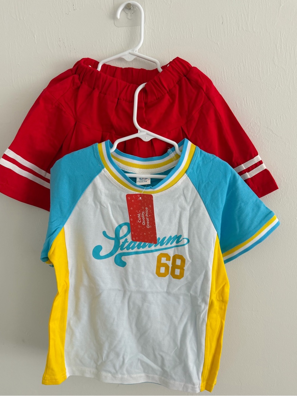 Unbranded Kids Colorblock Athletic Tee — White, Blue & Yellow